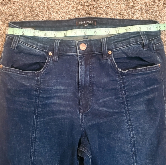 Dear John Dark Blue Split Flare High Rise Jeans Womens Sz 31 - Picture 10 of 13